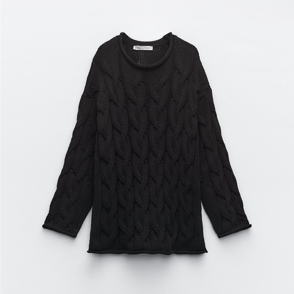 NWT Zara Vented Cable Knit Sweater